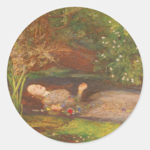 Ophelia von Millais, Vintage Viktorianische Kunst Runder Aufkleber