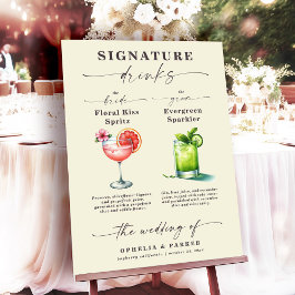 Ophelia Wedding Bride & Groom Signature Drinks Poster