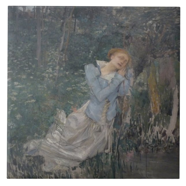 Ophelie (Wehende Frau) (von Jules Bastien-Lepage) Fliese (Vorderseite)