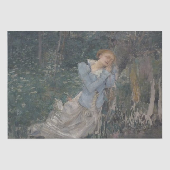 Ophelie (Wehende Frau) (von Jules Bastien-Lepage) Seidenpapier (Vorderseite)