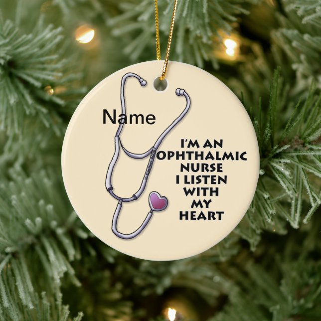 Ophthalmische Krankenschwestern Stethoskop Keramik Ornament (Baum)