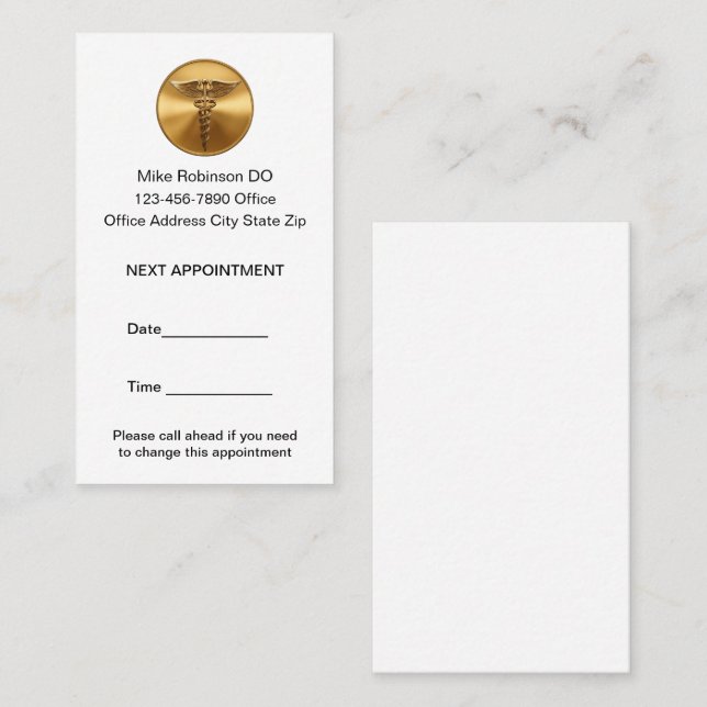 Ophthalmologin der Klasse Terminkarte (Vorne/Hinten)