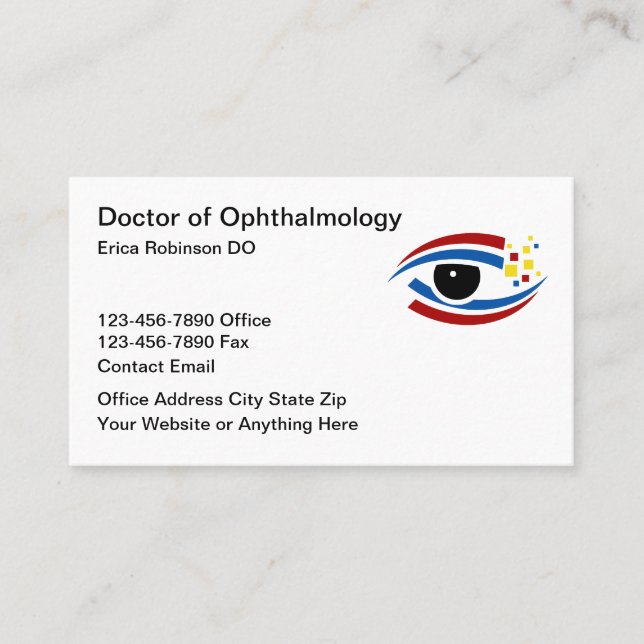 Ophthalmologin Modern Editable Business Cards Visitenkarte (Vorderseite)