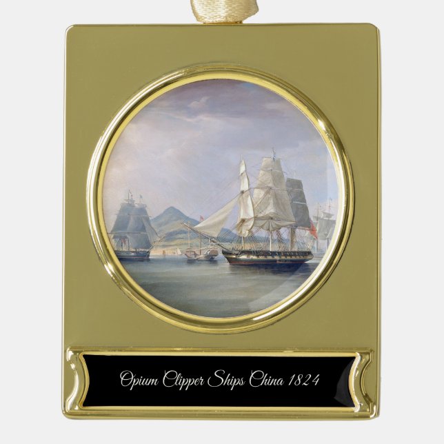 Opium Clipper Ships 1824 Banner-Ornament Gold (Vorderseite)