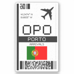 OPO Porto Boarding Pass - Portugal Reisen Aufkleber