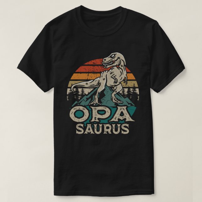 Oposaurus Dinosaurier Grandpa Saurus Vatertag  T-Shirt (Design vorne)