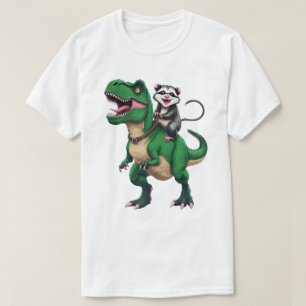 Opossum auf T-Rex  - Spaß Possum Reitet Dinosaurie T-Shirt