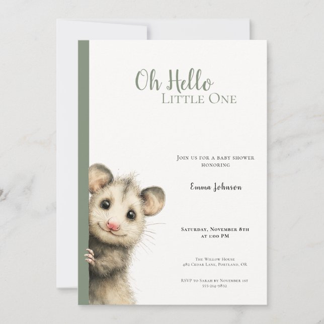 Opossum Baby Shower Invitation (Vorderseite)