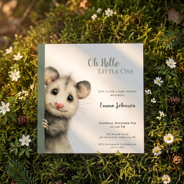 Opossum Baby Shower Invitation Save The Date (Opossum Baby Shower Invitation)