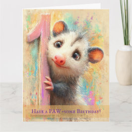 Opossum Birthday Card Karte