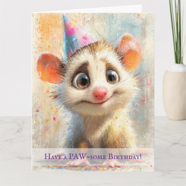 Opossum Birthday Card Karte (Vorderseite)