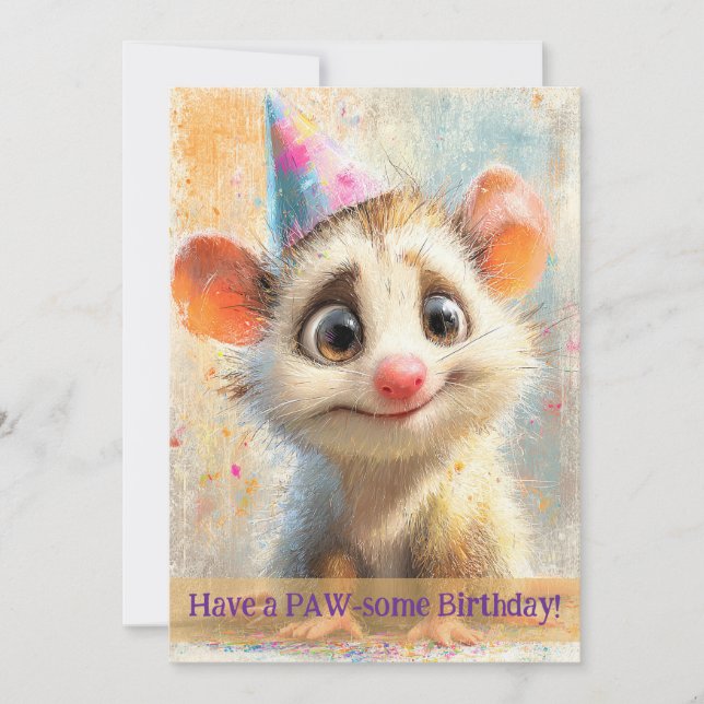 Opossum Birthday Card Karte (Vorderseite)