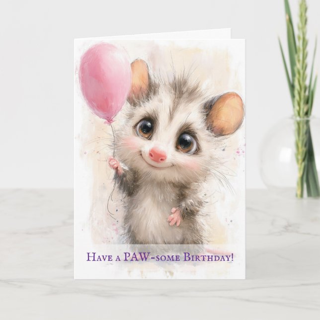 Opossum Birthday Card Karte (Vorderseite)
