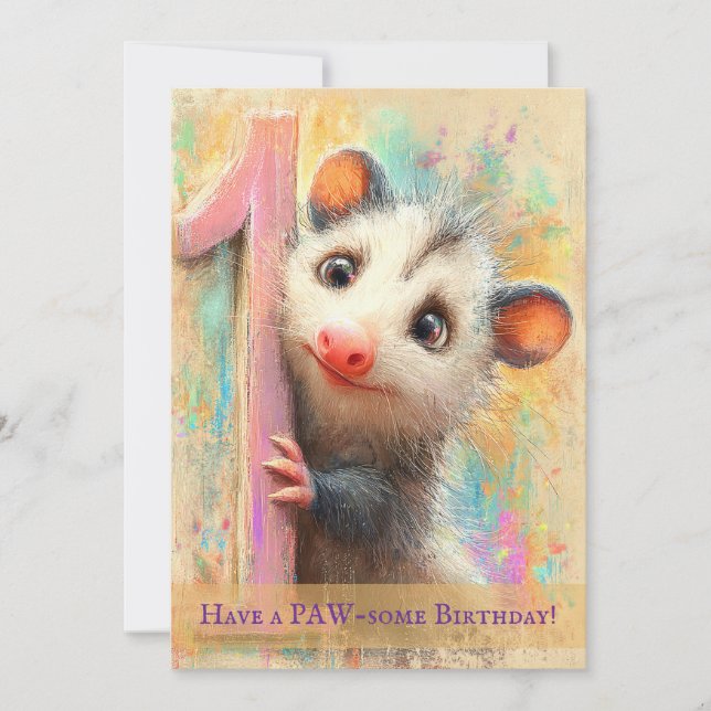 Opossum Birthday Card Karte (Vorderseite)