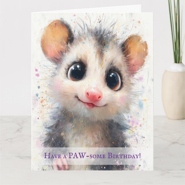 Opossum Birthday Card Karte (Vorderseite)