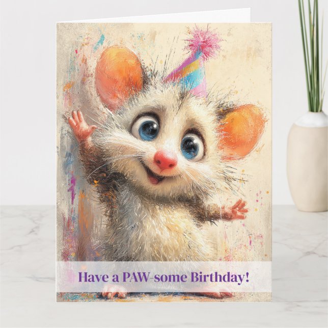 Opossum Birthday Card Karte (Vorderseite)