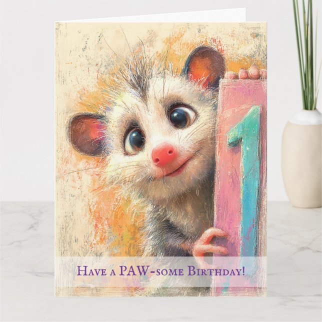 Opossum Birthday Card Karte (Vorderseite)