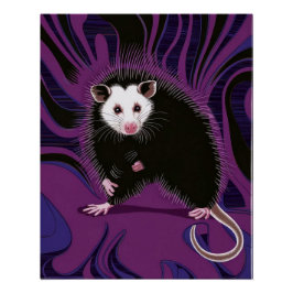 Opossum Design Poster Mauer Lila Schwarz
