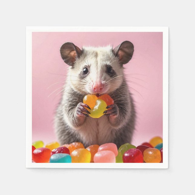Opossum Eating Gummy Sweeties Serviette (Vorderseite)