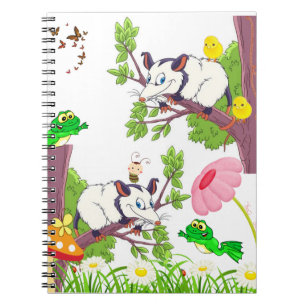 Opossum Huhn Frosch Pilz Schmetterling Notizbuch Notizblock