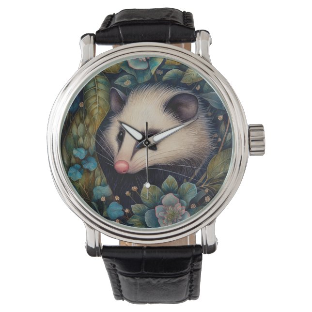 Opossum in der Bläserschau Armbanduhr (Vorderseite)