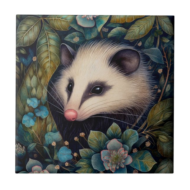 Opossum in der Keramik Brambles Fliese (Vorderseite)