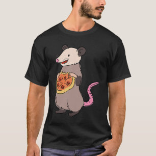 Opossum isst Pizza Fast Food Nagetier Süß Wald T-Shirt