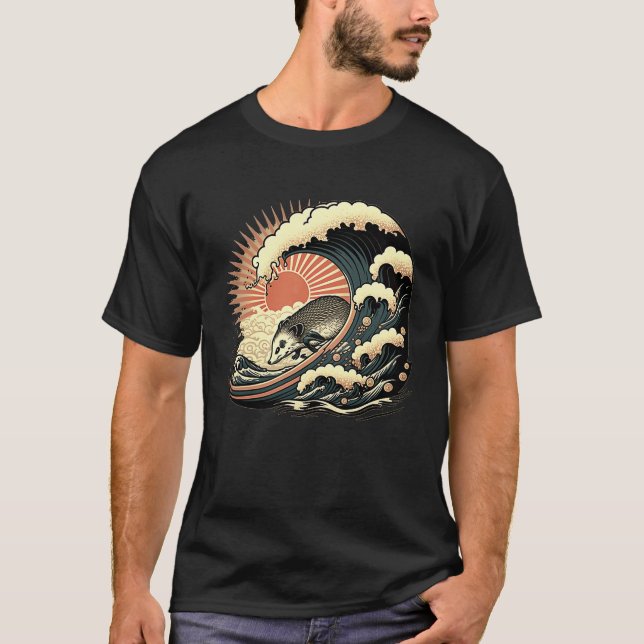 Opossum Japanese Wave  Vintage Possum T-Shirt (Vorderseite)