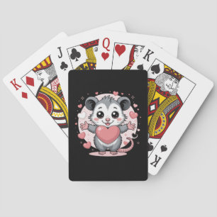 Opossum-Liebe und Freundschaft Süßes Tier Herz Des Spielkarten