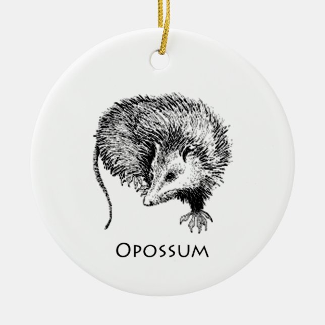 Opossum (Linie Kunst) Keramikornament (Vorne)