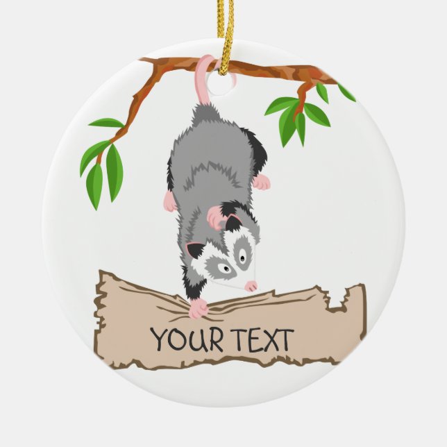 Opossum mit Zeichen Keramik Ornament (Vorne)
