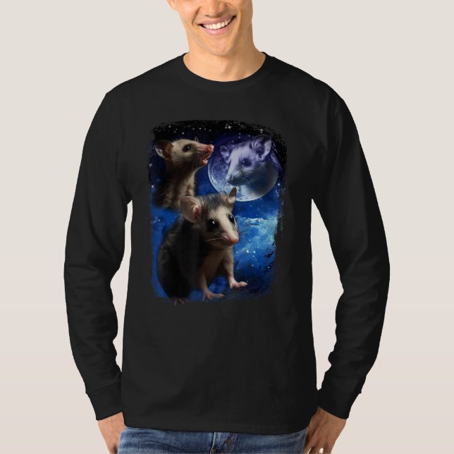 Opossum Moon and Three  pet baby Possums meme Vint T-Shirt (Vorderseite)