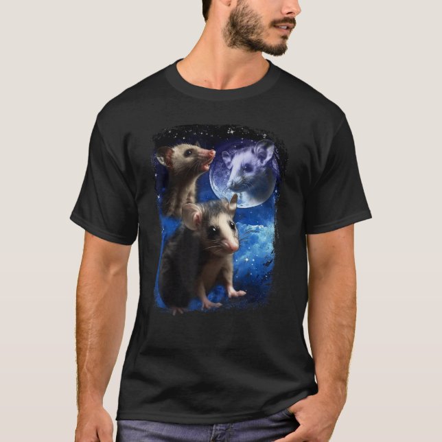 Opossum Moon and Three  pet baby Possums meme Vint T-Shirt (Vorderseite)