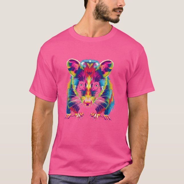 Opossum Pet Popart T-Shirt (Vorderseite)