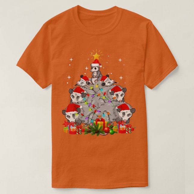 Opossum Possum Christmas Tree Lights Funny Name T-Shirt (Design vorne)