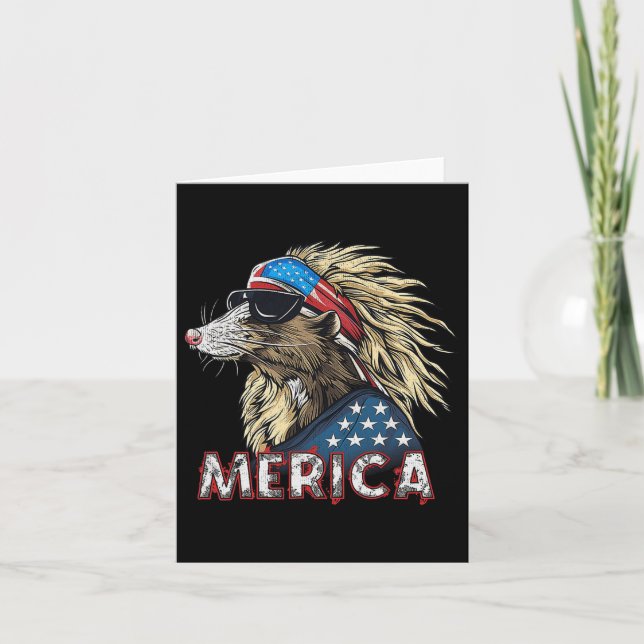 Opossum Possum - Patriotische USA 4. Juli Amerika Karte (Vorderseite)