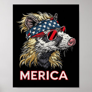 Opossum Possum - Patriotische USA 4. Juli Amerika Poster