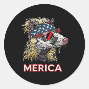 Opossum Possum - Patriotische USA 4. Juli Amerika Runder Aufkleber