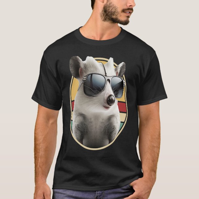 Opossum Retro Outfit Cooles Tierfutter T-Shirt (Vorderseite)