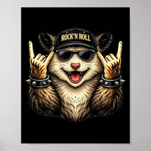 Opossum Rock On Musik Heavy Metal Lustig Männer Fr Poster