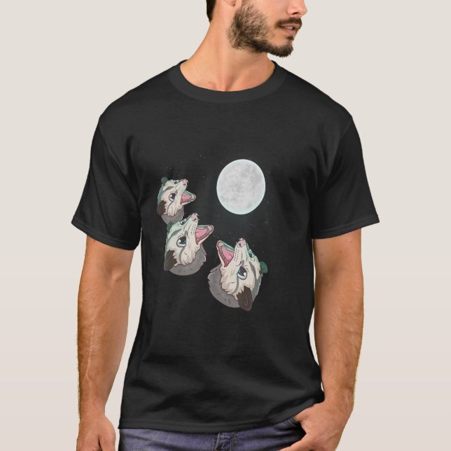 Opossum Three Opossum Moon Opossum T-Shirt (Vorderseite)