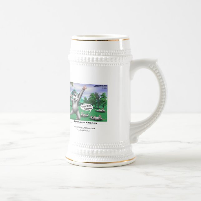 OPossum Toter Cartoon Funny Beer Stein Bierglas (Rechts)
