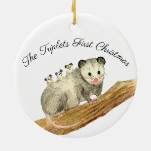 Opossum-Triplets Keramik Ornament