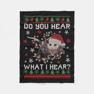 Opossum Weihnachten Hörst du, was ich hören Xmas O Fleecedecke