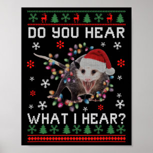 Opossum Weihnachten Hörst du, was ich hören Xmas O Poster
