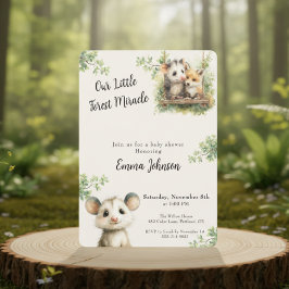 Opossum Woodland Baby Shower Invitation Save The Date