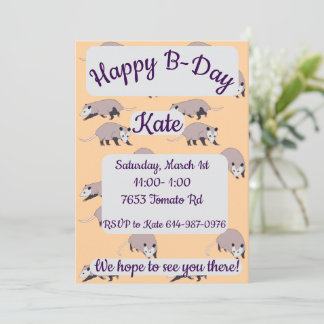 Opossums Happy Birthday Einladung