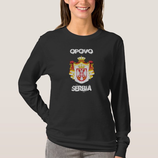 Opovo, Serbien mit Wappen T-Shirt (Vorderseite)