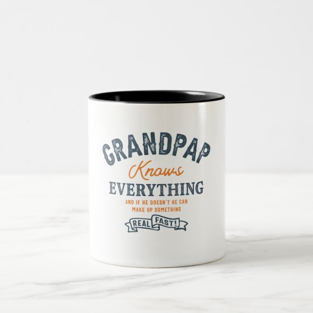 Oppapp weiß alles Zitate Funny Opa Zweifarbige Tasse (Mittel)