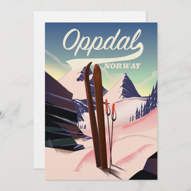 Oppdal Norway Ski Poster. Einladung (Vorne/Hinten)
